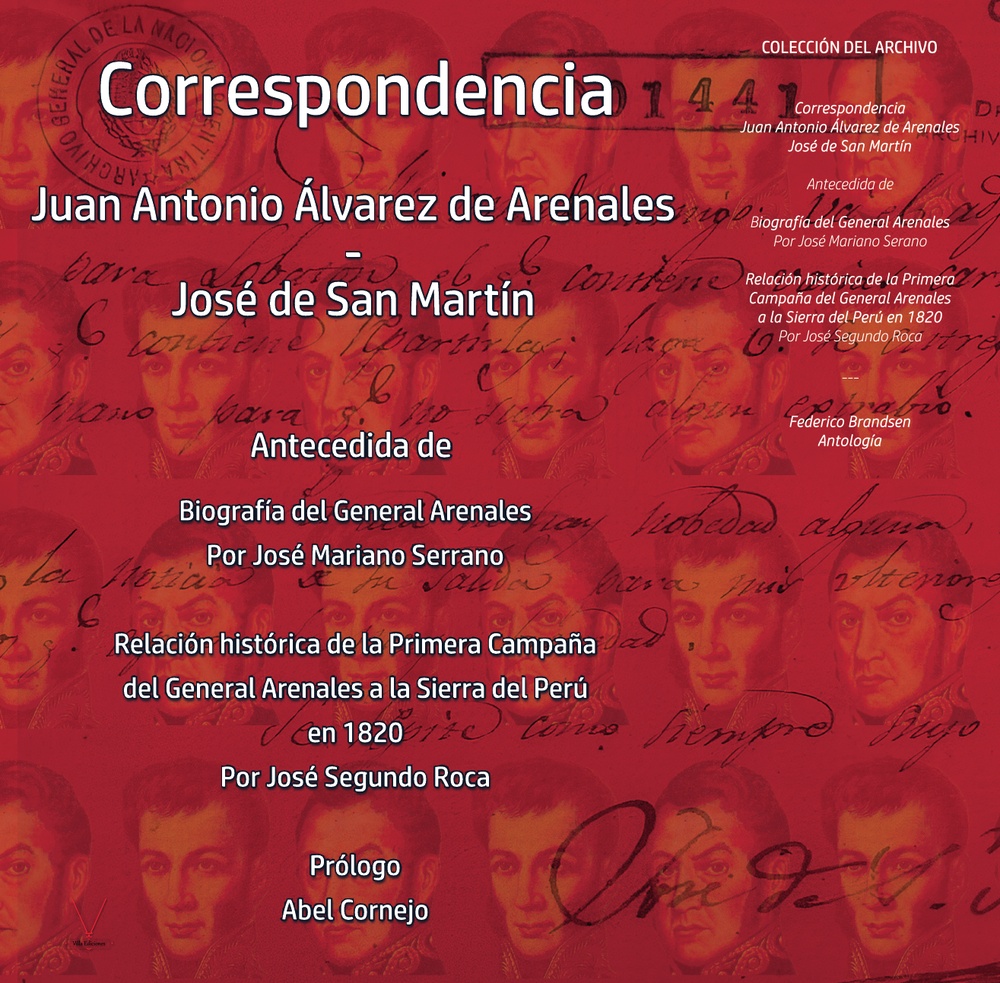 Portada original sin modificaciones de Correspondencia entre Juan Antonio Álvarez de Arenales y José de San Martín